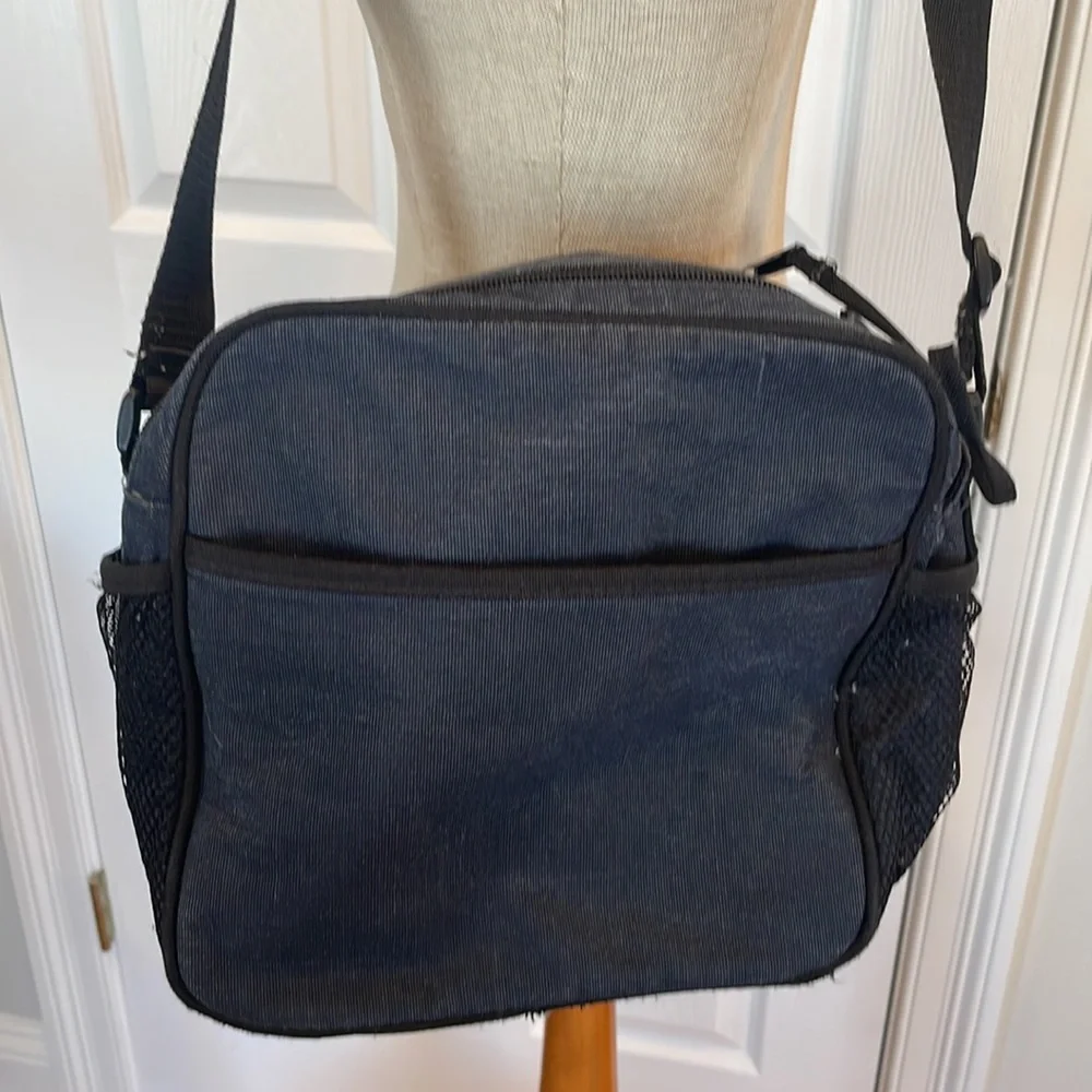 Eddie Bauer black canvas mesh travel lunch diaper camera bag